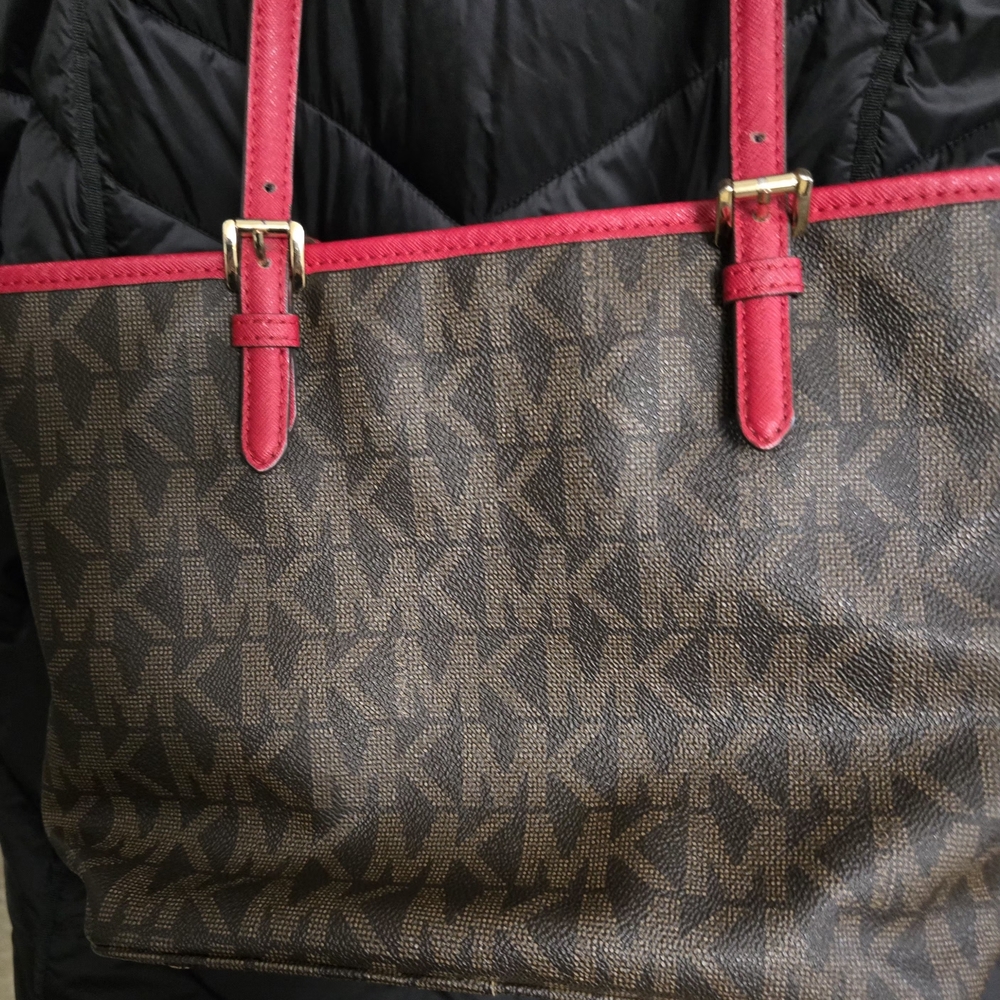 Michael Kors Brown Tote with Red Trim - Picture 7 of 9
